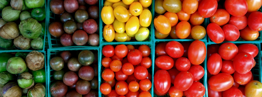 close up to baskets of vegetables